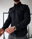 Overshirt Men Button Front Chest Pockets Classic Collar