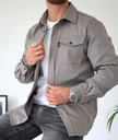 Overshirt Men Button Front Chest Pockets Classic Collar