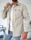 Overshirt Men Button Front Chest Pockets Classic Collar