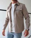 Overshirt Men Button Front Chest Pockets Classic Collar