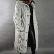 Knit Coat Women Oversized Cable-Knit Hooded Full-Length
