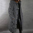 Knit Coat Women Oversized Cable-Knit Hooded Full-Length