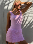 FJØRNA Bimbocore women's mini dress for party and day wear, stylish dress with a fitted silhouette and trendy design.