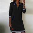 Black FJØRNA chic long sleeve cotton dress, available in mini, midi, and maxi styles, shown in a stylish full-length view.