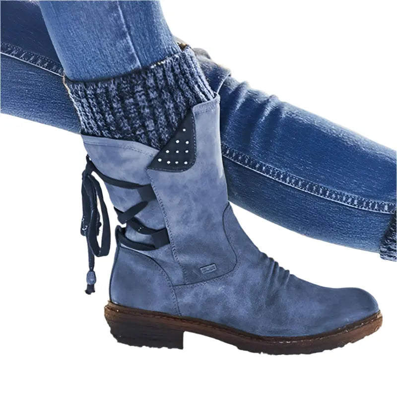 Hillevi | Women's Knit-Cuff Low-Heel Warm Winter Boots