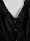 Black faux suede V-neck mini dress by FJØRNA, featuring a casual style with long sleeves and a fitted silhouette.