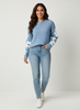 Soft Knit Sweater Women Floral Sleeve Relaxed Fit