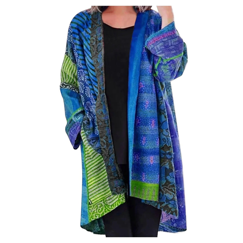 Bohemian Cardigan Women Artistic Print Oversized Open Front