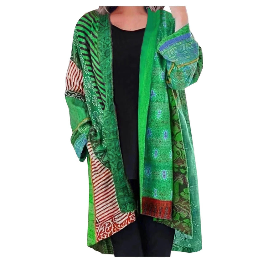 Bohemian Cardigan Women Artistic Print Oversized Open Front