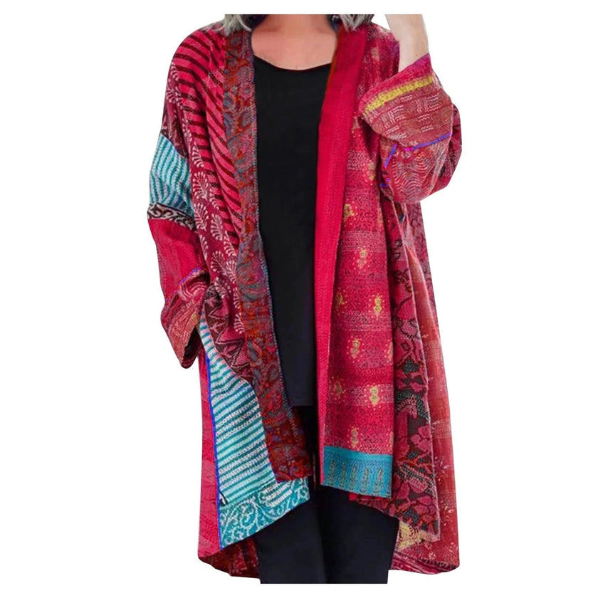Bohemian Cardigan Women Artistic Print Oversized Open Front