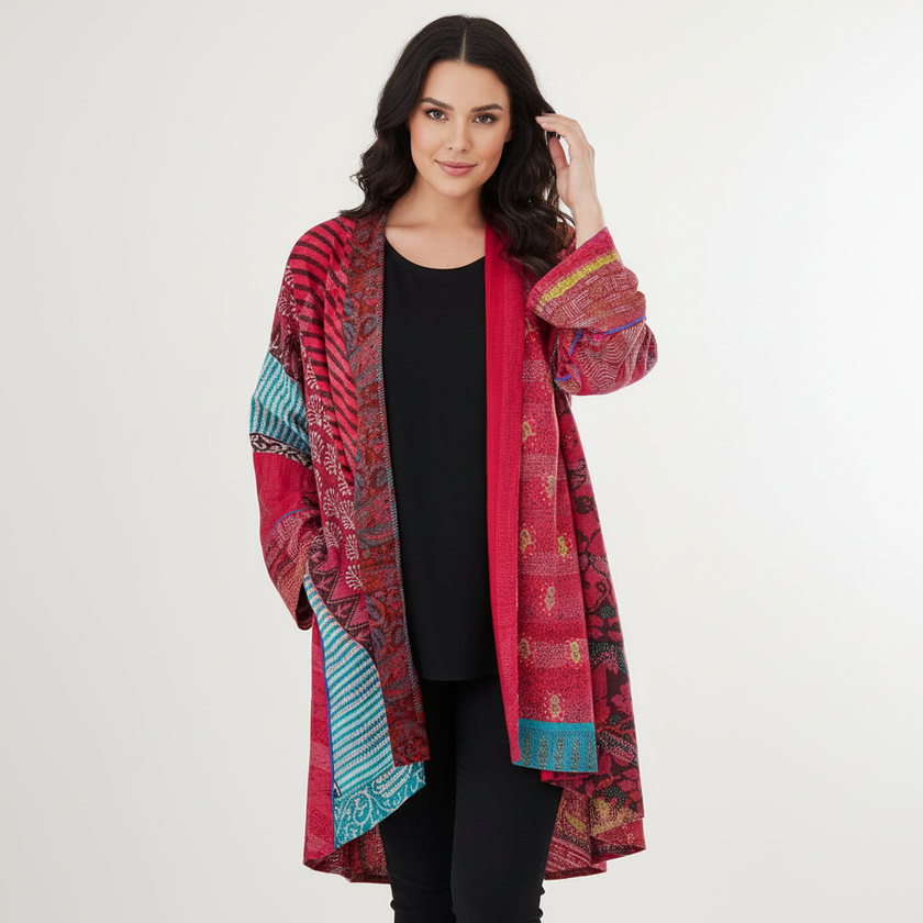 Bohemian Cardigan Women Artistic Print Oversized Open Front