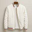 Bomber Jacket Men Striped Zip Ribbed Collar Regular Fit