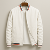 Bomber Jacket Men Striped Zip Ribbed Collar Regular Fit