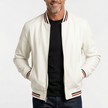 Bomber Jacket Men Striped Zip Ribbed Collar Regular Fit