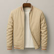 Bomber Jacket Men Striped Zip Ribbed Collar Regular Fit