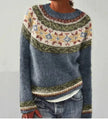 Amara | Women's Relaxed-Fit Wool-Blend Sweater with Wide Collar and Scandinavian Print for Layering