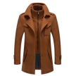 Wool Blend Coat Men Tailored Button Front Waist Length