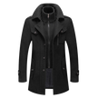 Wool Blend Coat Men Tailored Button Front Waist Length