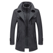 Wool Blend Coat Men Tailored Button Front Waist Length