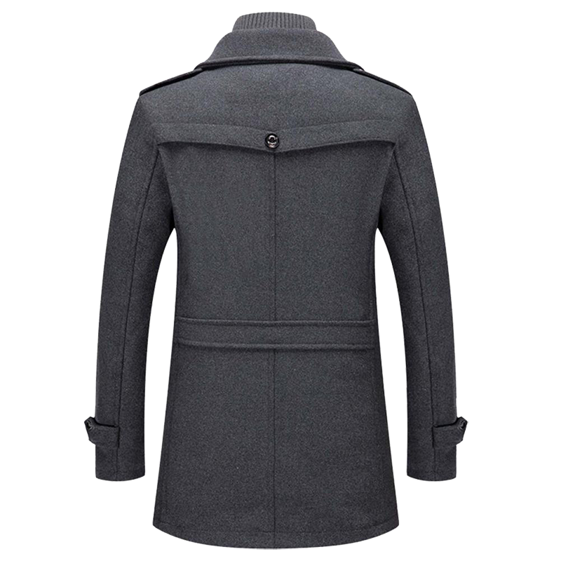 Wool Blend Coat Men Tailored Button Front Waist Length
