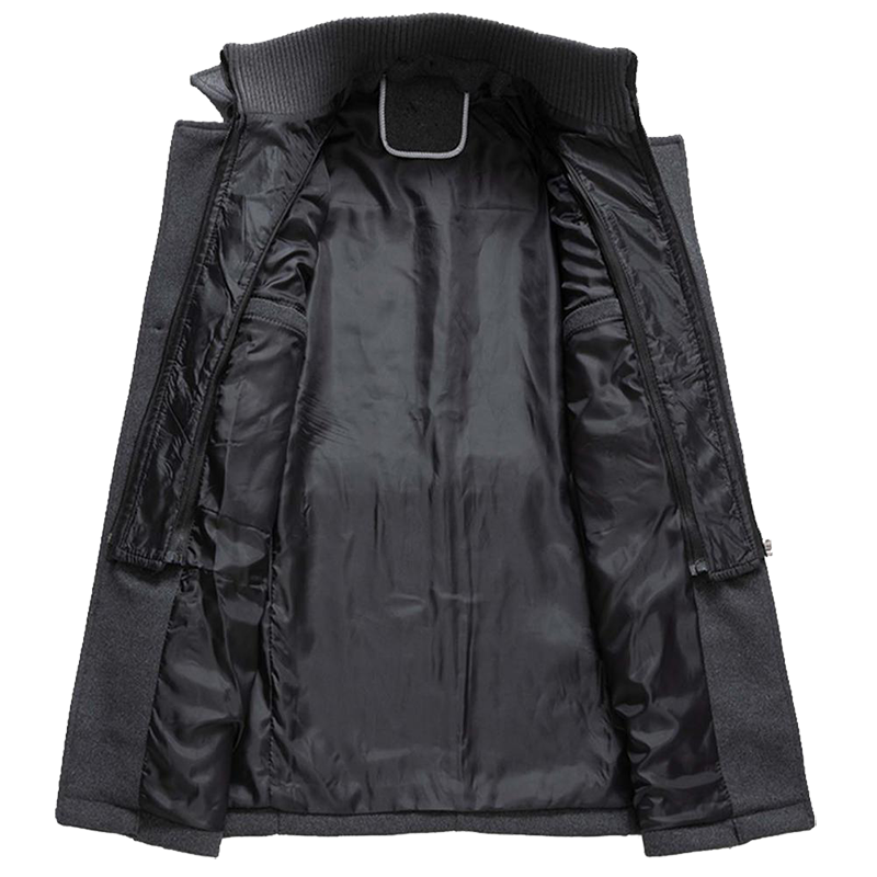 Wool Blend Coat Men Tailored Button Front Waist Length