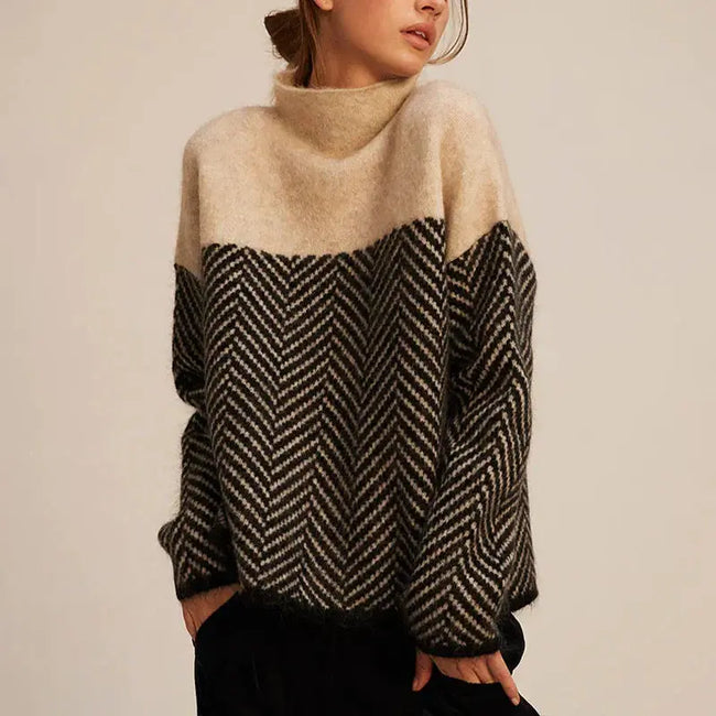 Louise | Women's Elegant Turtleneck Sweater with Feminine Fit Wrap for Casual