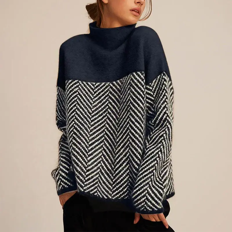Louise | Women's Elegant Turtleneck Sweater with Feminine Fit Wrap for Casual