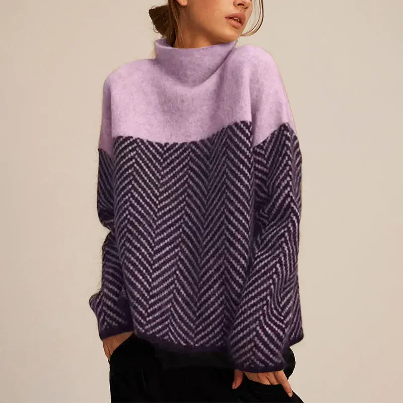 Louise | Women's Elegant Turtleneck Sweater with Feminine Fit Wrap for Casual
