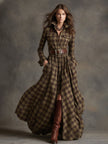 FJØRNA brown maxi dress, casual style, flowing fabric with sleeveless design and ankle-length silhouette.