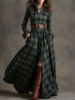Brown FJØRNA maxi dress featuring a casual, flowy design with long sleeves and a relaxed fit, perfect for everyday wear.