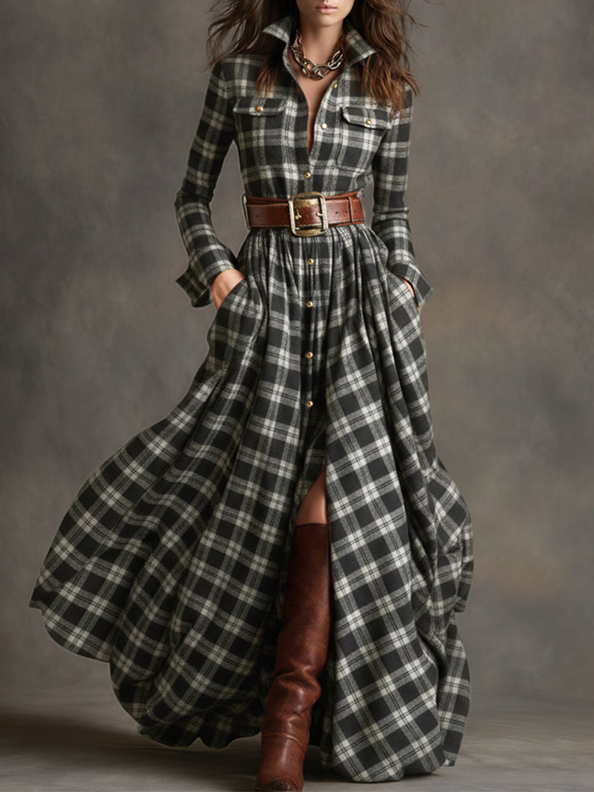 FJØRNA brown maxi dress for casual wear, flowing fabric with a relaxed fit, perfect for summer and everyday outings.