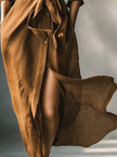 FJØRNA brown maxi dress for women, flowing long dress with sleeveless design and elegant fit, perfect for summer occasions.