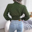 Bubble Knit Pullover Women Mock Neck Textured Relaxed Fit