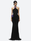 FJØRNA butterfly cut-out women's maxi dress with flowing fabric and elegant design, perfect for summer and special occasions.