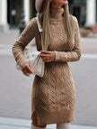 White high-neck slim-fit long dress by FJØRNA, featuring a warm, elegant design and tailored fit for sophisticated style.