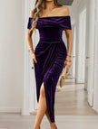 FJØRNA white strapless bodycon maxi dress displayed on a hanger, showcasing its sleek, fitted silhouette and elegant design.