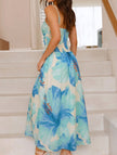 Blue floral print flowy cami maxi dress by FJØRNA featuring a relaxed fit and lightweight fabric.