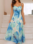 FJØRNA floral print flowy cami maxi dress in white, featuring a breezy design and elegant floral pattern, perfect for summer wear.