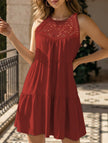 White Lace Patch Halter A-Line Dress by FJØRNA, featuring delicate lace details and a flattering halter neckline.