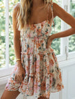 White resort style print high-end short dress by FJØRNA, featuring a chic, lightweight design perfect for warm weather.