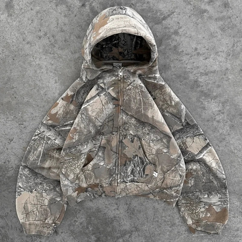 Camouflage Hoodie Women Kangaroo Pocket Relaxed Unisex Fit