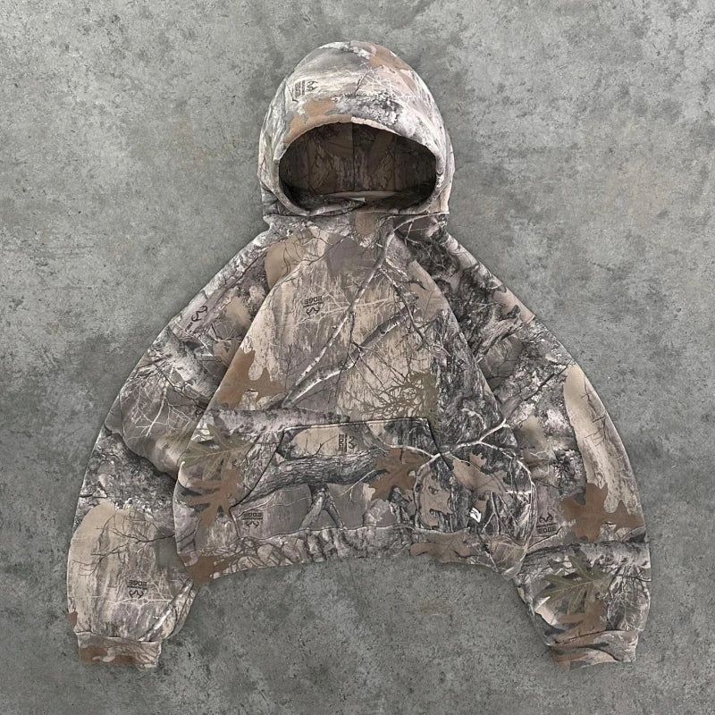 Camouflage Hoodie Women Kangaroo Pocket Relaxed Unisex Fit