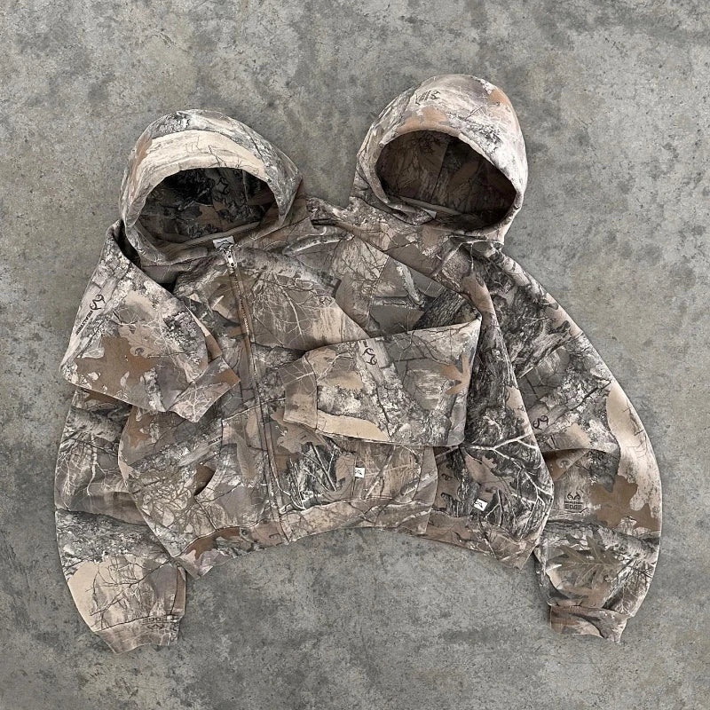 Camouflage Hoodie Women Kangaroo Pocket Relaxed Unisex Fit