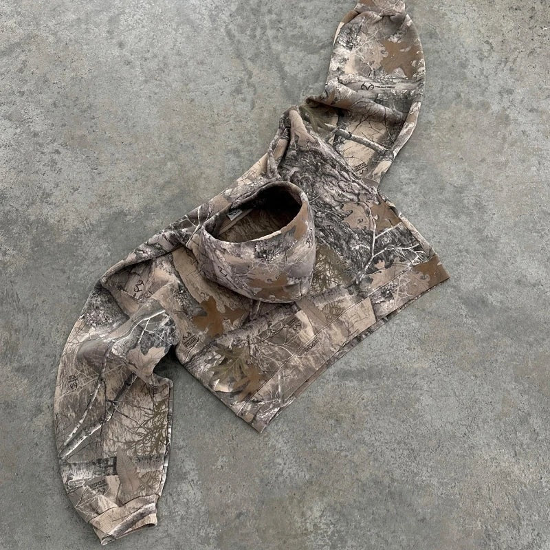 Camouflage Hoodie Women Kangaroo Pocket Relaxed Unisex Fit