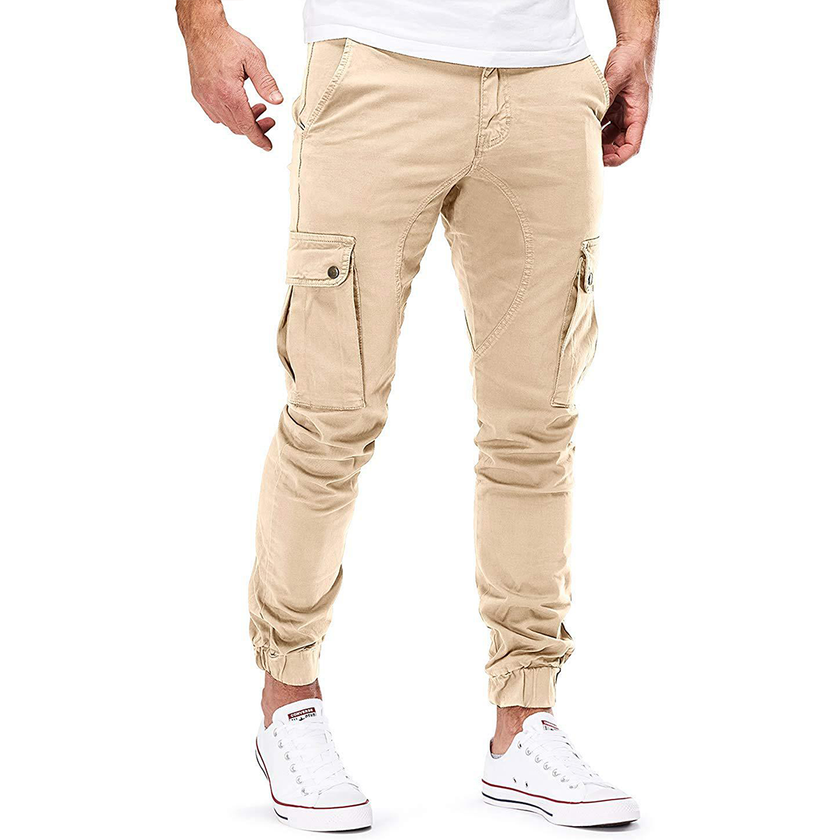 FJØRNA men's slim fit cargo joggers with multiple pockets, featuring a modern design and comfortable fit for casual wear.