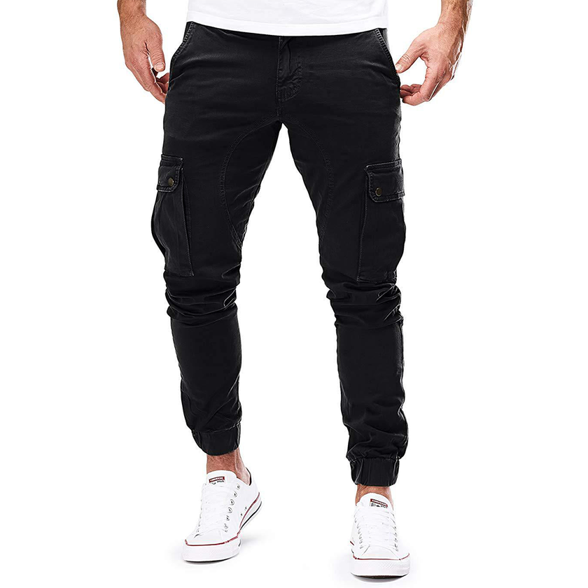 FJØRNA men's slim fit cargo joggers with multiple pockets, featuring a comfortable fit and functional design for casual wear.