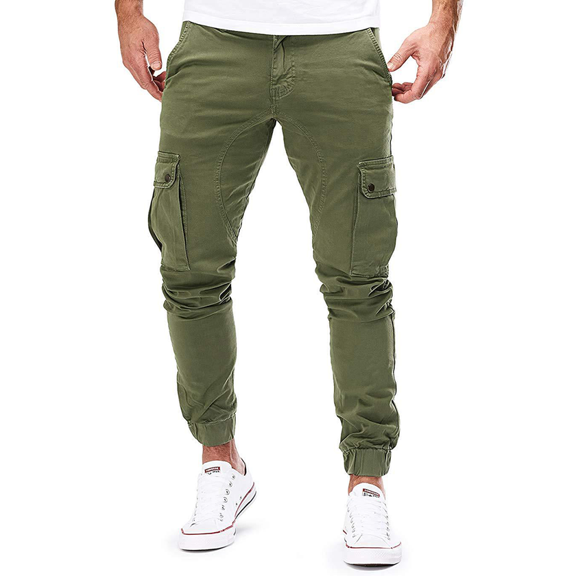 Men's FJØRNA cargo jogging pants with slim-fit design, multiple pockets, and fur lining for outdoor comfort.