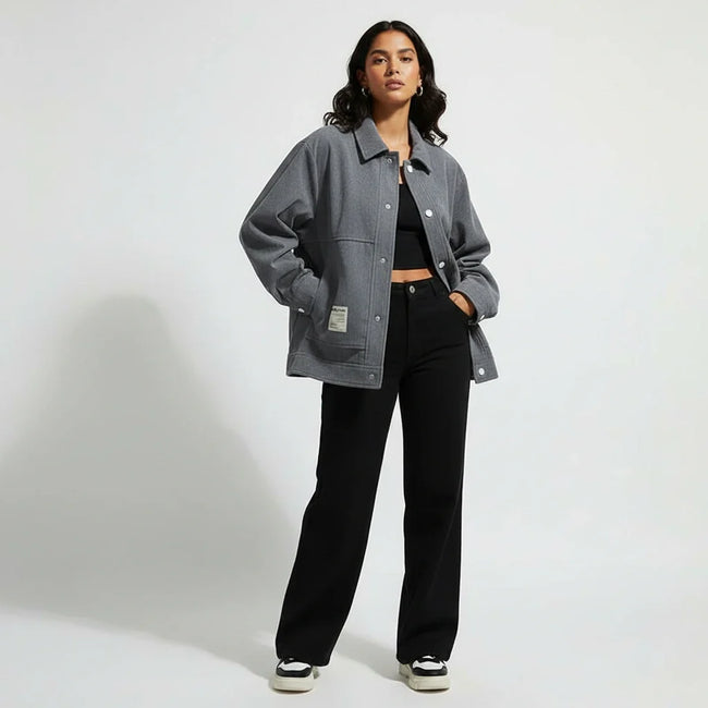 Corduroy Trucker Jacket Women Button Front Relaxed Fit
