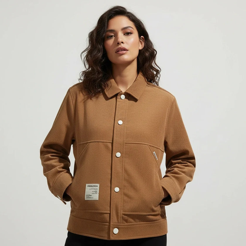 Corduroy Trucker Jacket Women Button Front Relaxed Fit