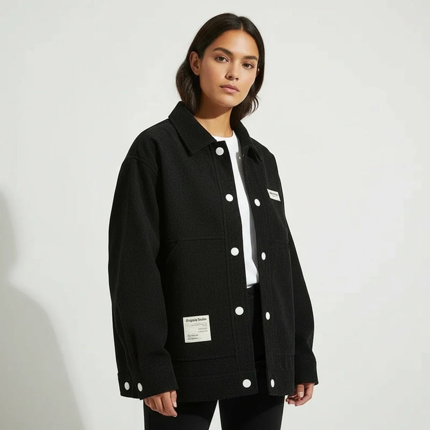 Corduroy Trucker Jacket Women Button Front Relaxed Fit